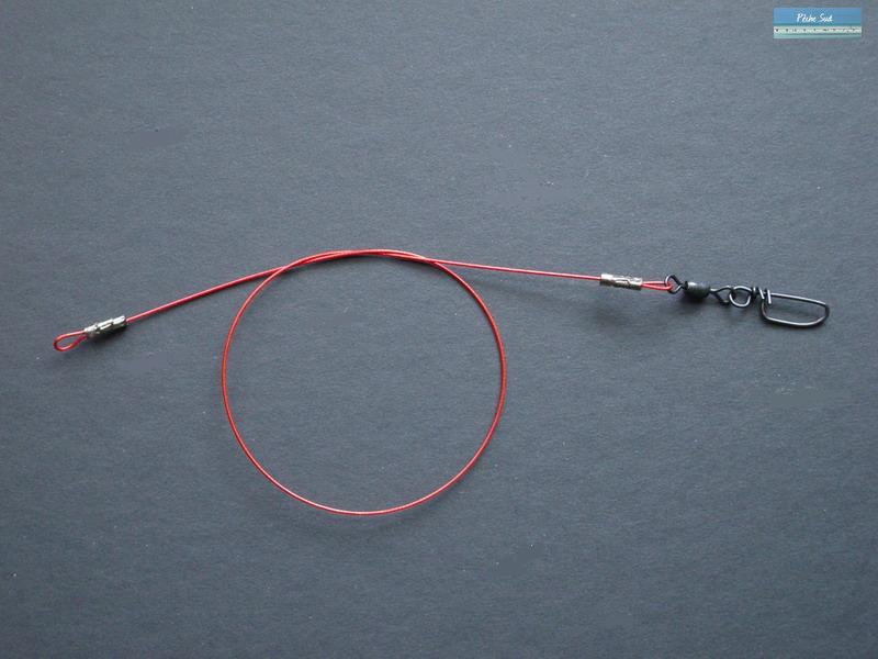 Metal leader Phantom Red - 85 lbs/test - 16 inch long - Click Image to Close