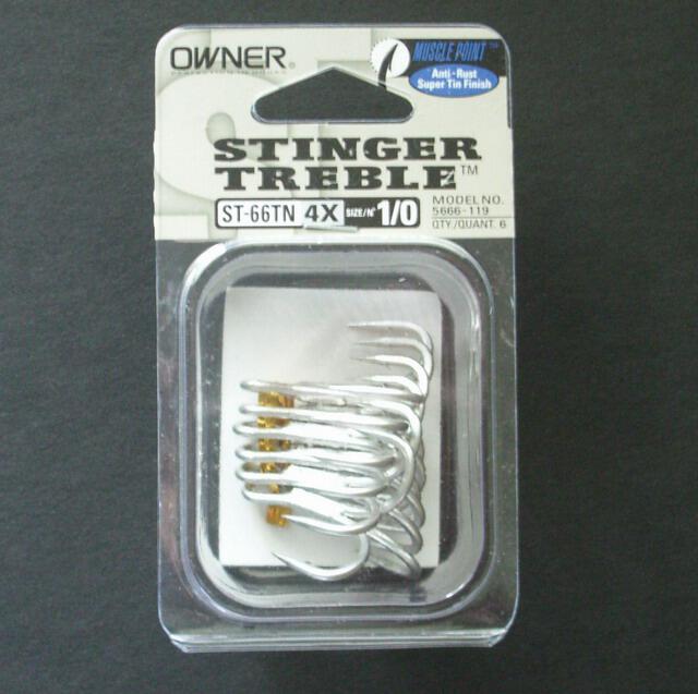 (image for) owner st-66 TN 4x 1/0 treble hooks