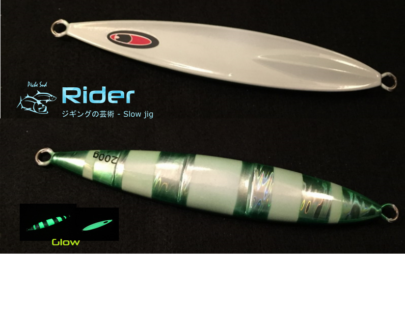 RIDER - Slow pitch jigging Lure 200 grams - Green Glow - Click Image to Close