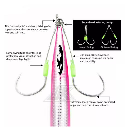 steel wire assist hooks slow jig
