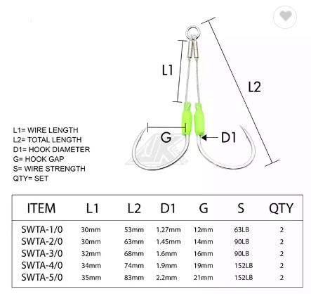 Steel wire assist hooks slow jig