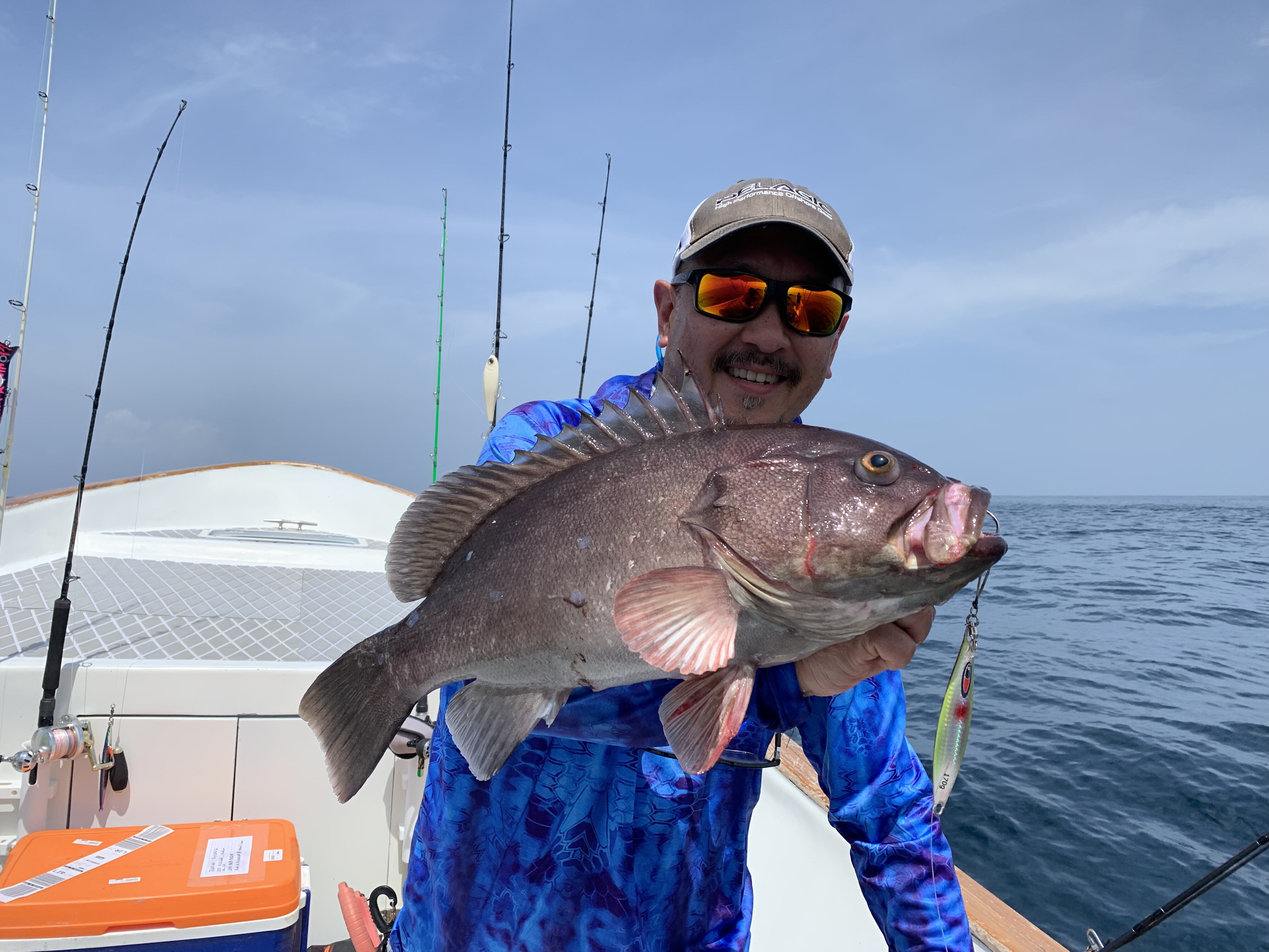 Grouper on slow jig — Yellow Red Glow